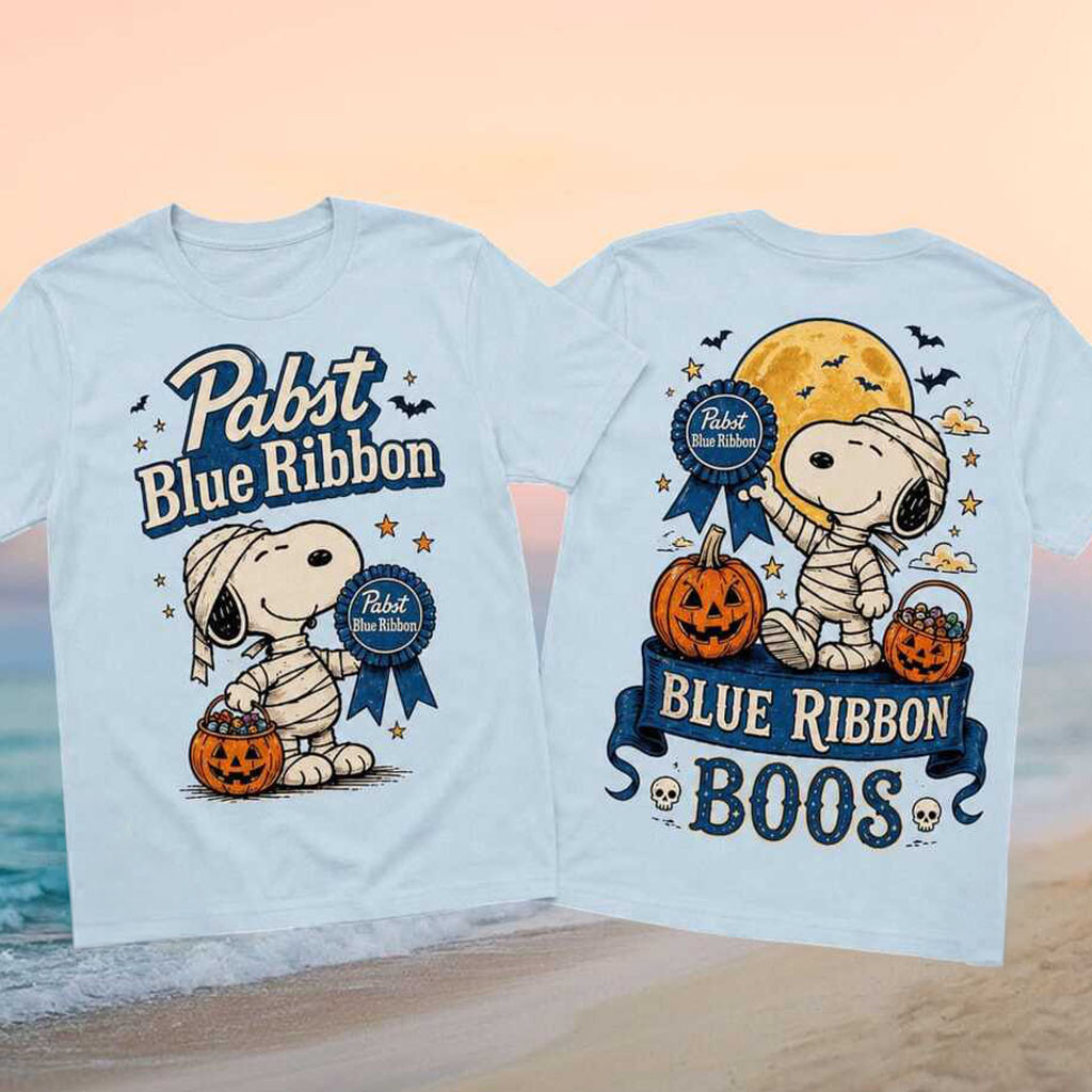 Pabst Blue Ribbon Snoopy Mummy Halloween Blue Ribbon Boos Shirt Pabst Blue Ribbon Merch - Kdjoy