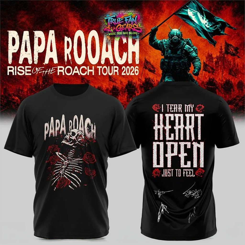 Papa Roach Merch 2026 I Tear My Heart Open Rise Of The Roach World Tour Shirt Rock Fan Gifts - Kdjoy Papa Roach Merch 2026 I Tear My Heart Open Rise Of The Roach World Tour Shirt Rock Fan Gifts - Kdjoy