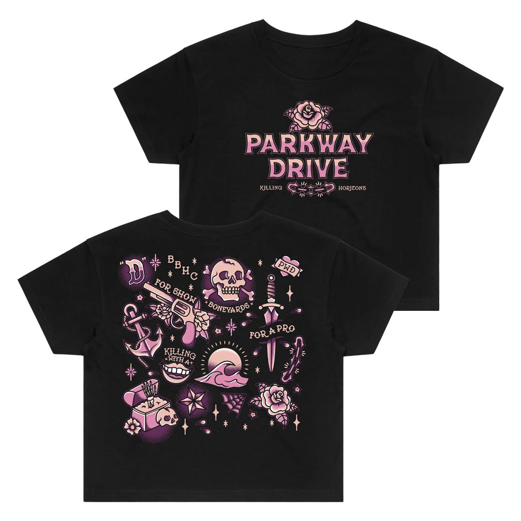 Parkway Drive Rock Merch 2026 Killing Horizons Tattoo Flash Crop T-Shirt Gift For Band Fans - Kdjoy
