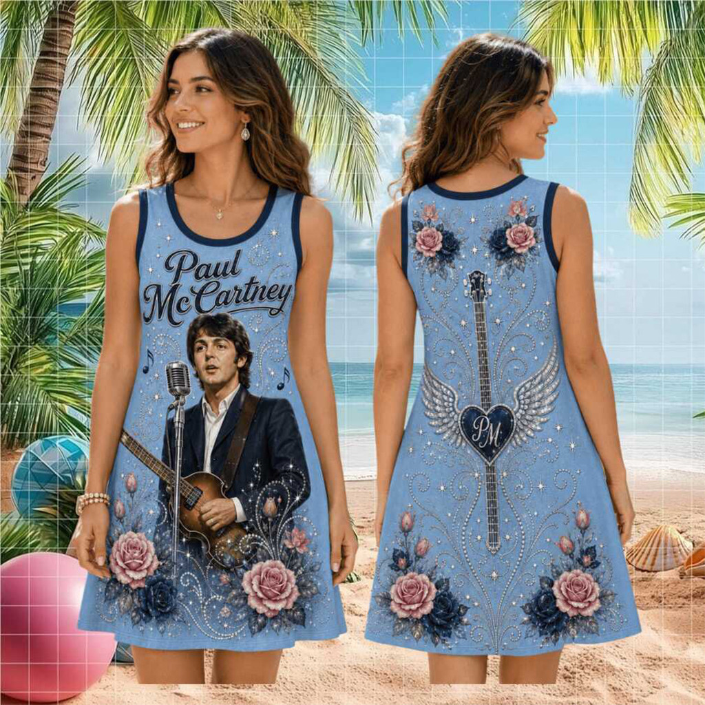 Paul McCartney Legendary Rock Concert Retro Vintage Style Sleeveless Dress Paul McCartney Merch - Kdjoy