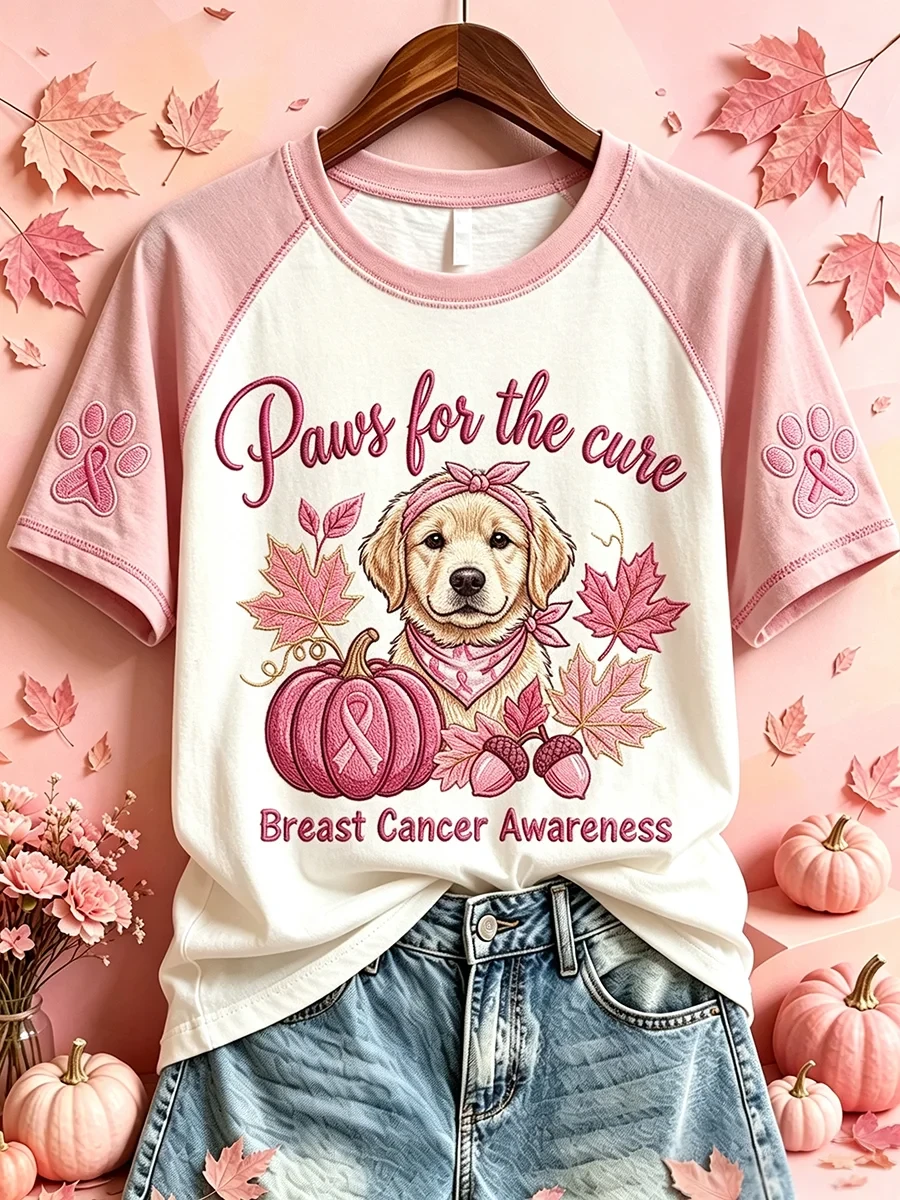 Paws For The Cure Breast Cancer Awareness Dog T-Shirt Gift For Cancer Warriors - Kdjoy