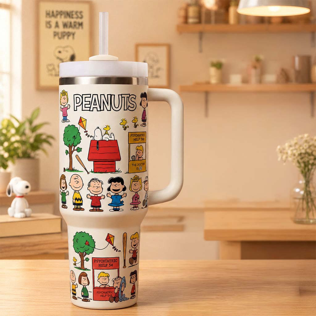 Peanuts Cute Beagle And Friends Tumbler Cartoon Travel Cup Birthday Gift For Her - Kdjoy