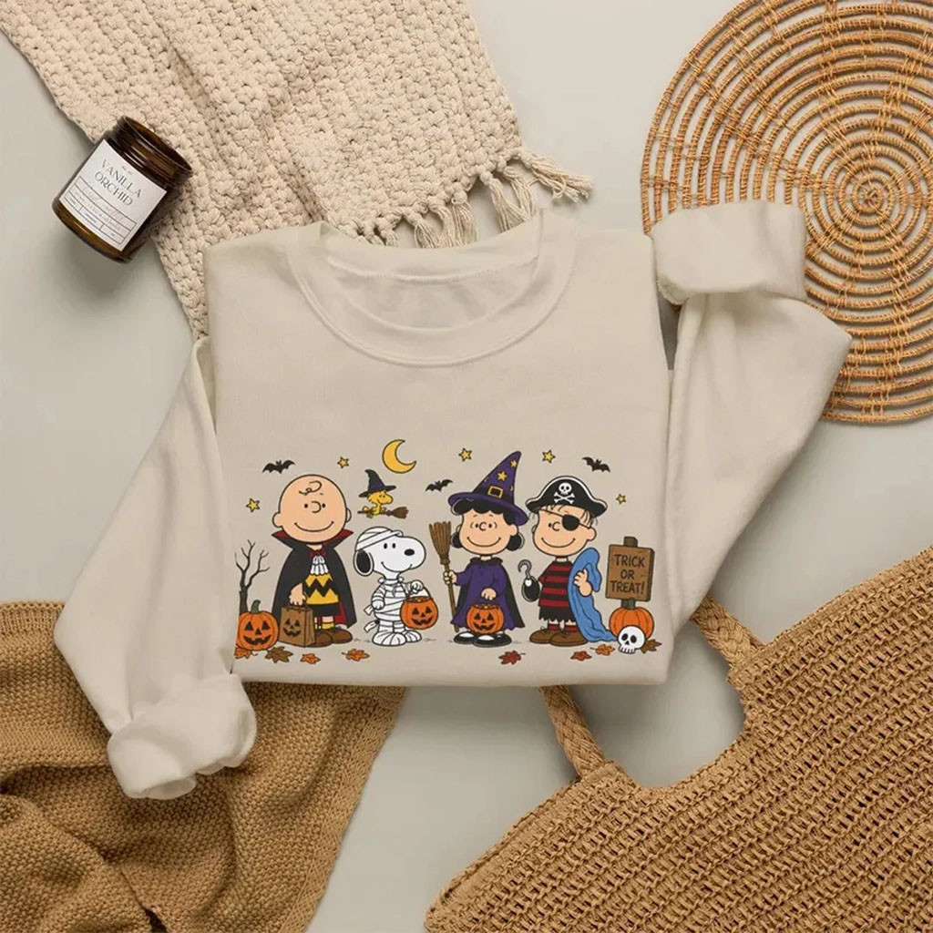 Peanuts Halloween Costumes Sweatshirt Trick Or Treat Crewneck Great Halloween Gifts - Kdjoy