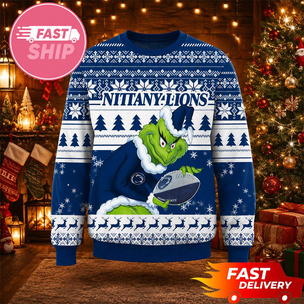 Penn State Nittany Lions Grinch Christmas Ugly Sweater Nittany Lions Merch Gifts For Fans - Kdjoy