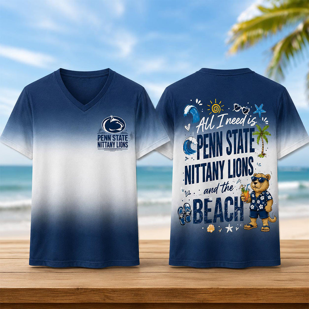 Penn State Nittany Lions Tropical Beach Vibes V-Neck Shirt Nittany Lions Merch Gift For Fans - Kdjoy
