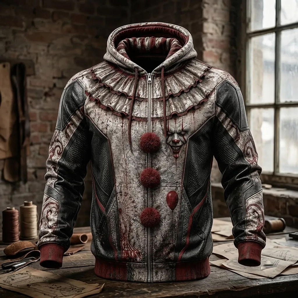 Pennywise Horror Clown Zip Hoodie Halloween Outfits Best Gifts For Horror Movie Fans Pennywise Horror Clown Zip Hoodie Halloween Outfits Best Gifts For Horror Movie Fans