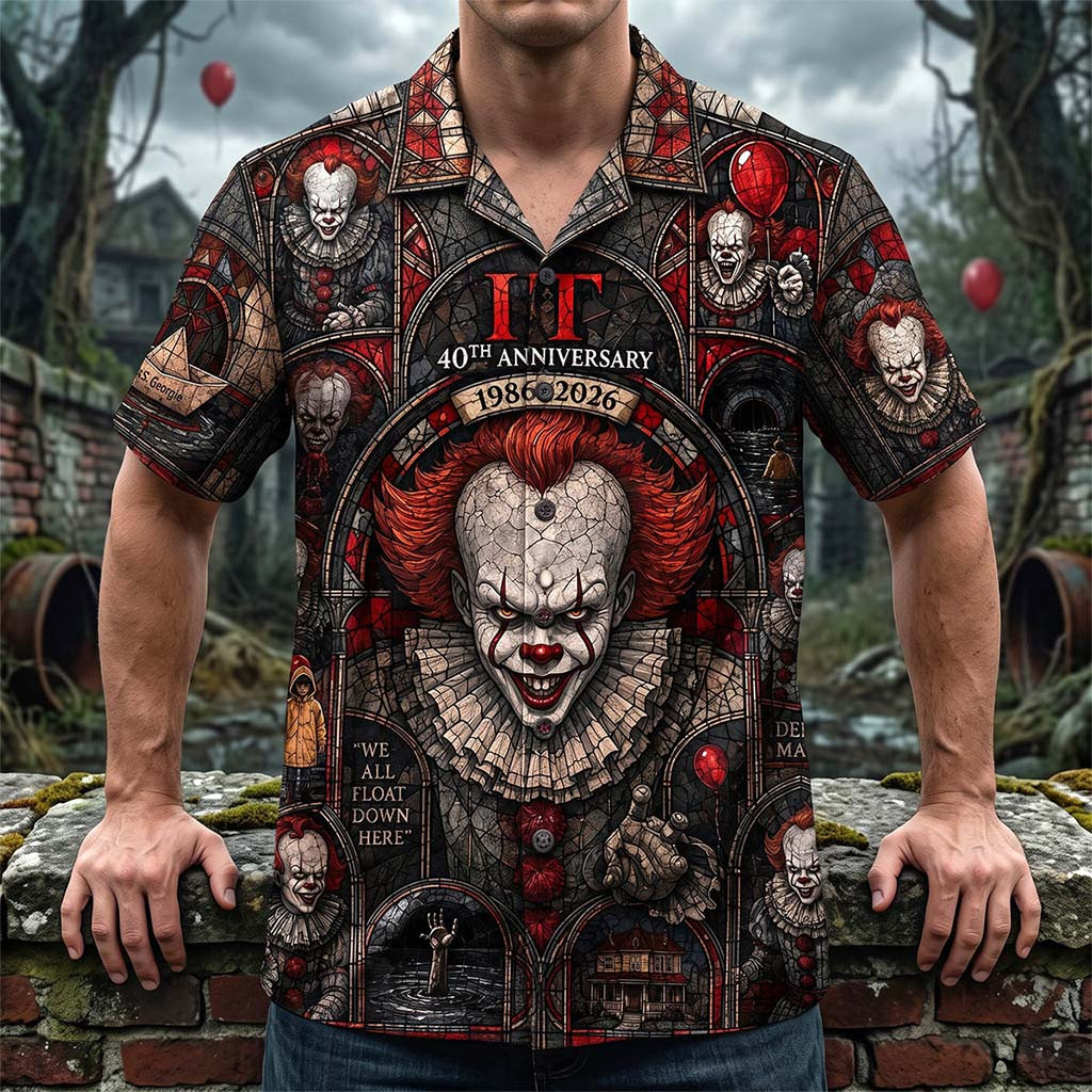 Pennywise IT 40th Anniversary 1886 2026 Hawaiian Shirt The Clown Horror Halloween Shirt Pennywise IT 40th Anniversary 1886 2026 Hawaiian Shirt The Clown Horror Halloween Shirt