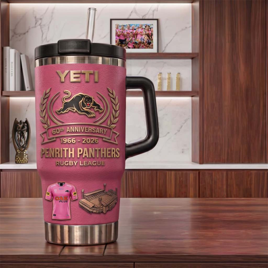 Penrith Panthers 60th Anniversary 2026 YETI Tumbler Penrith Panthers Merch Rugby Fan Gifts - Kdjoy