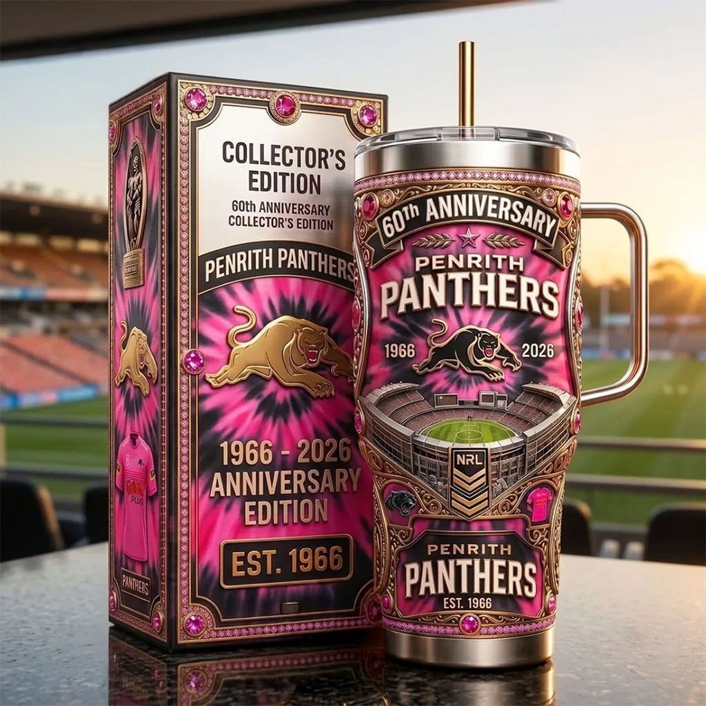 Penrith Panthers 60th Anniversary Stanley Tumbler 2026 Penrith Panthers Merch Rugby Fans Gifts - Kdjoy
