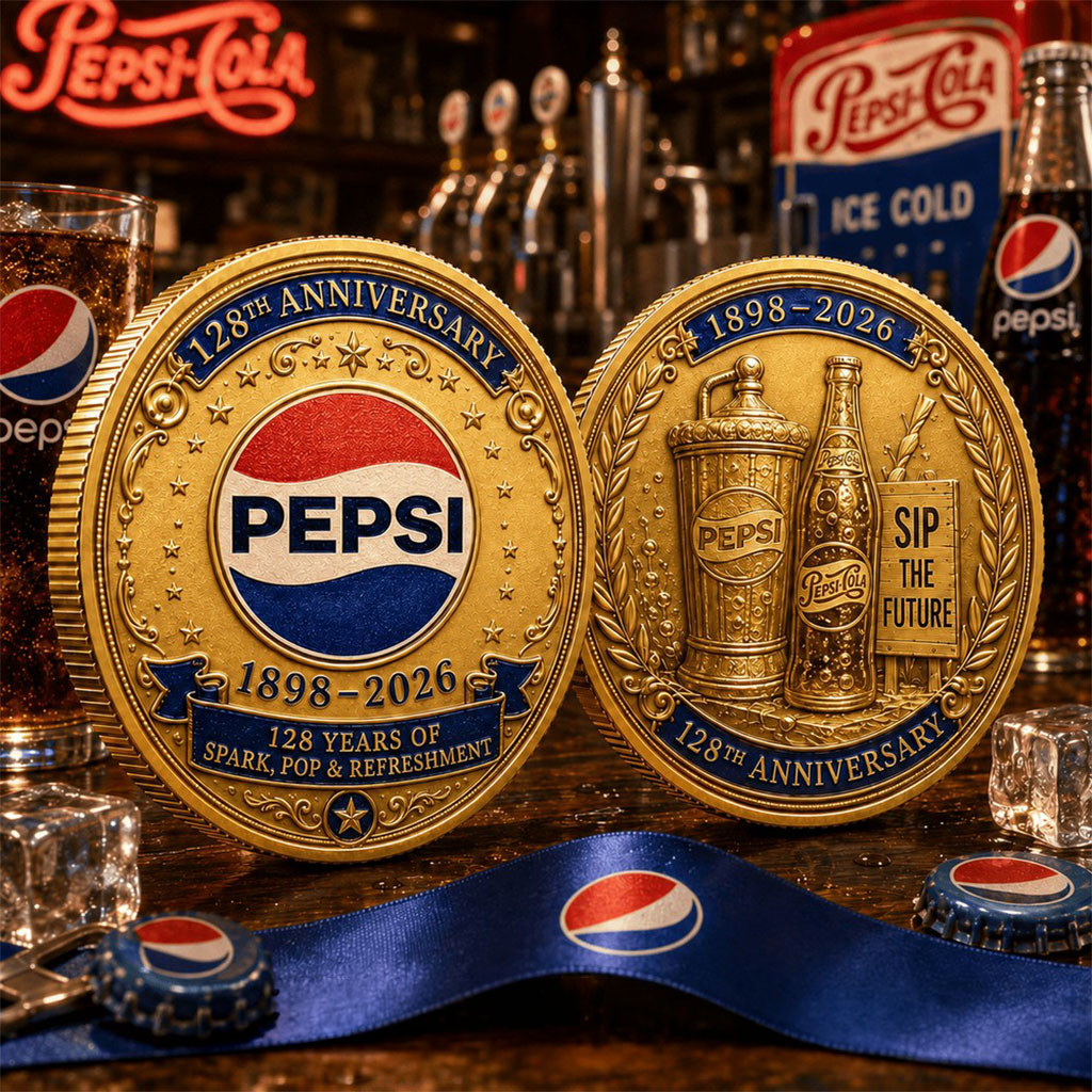 Pepsi 128th Anniversary Retro Commemorative Coin Sip The Future Coin Gift For Friends - Kdjoy