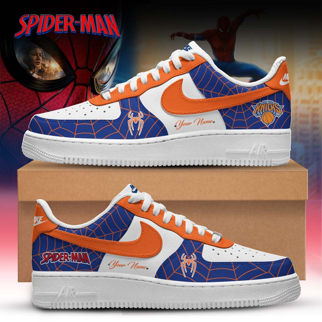 Personalised Spider-Man Brand New Day x New York Knicks Crossover Sneakers Fan Merch 2026 - Kdjoy Personalised Spider-Man Brand New Day x New York Knicks Crossover Sneakers Fan Merch 2026 - Kdjoy
