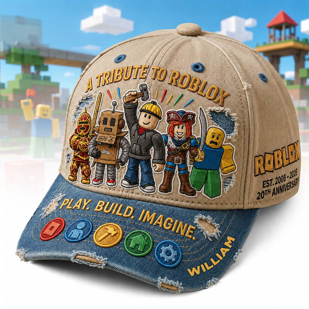 Personalized A Tribute Roblox 20th Anniversary Game Characters Hat Play Build Imagine Hat - Kdjoy