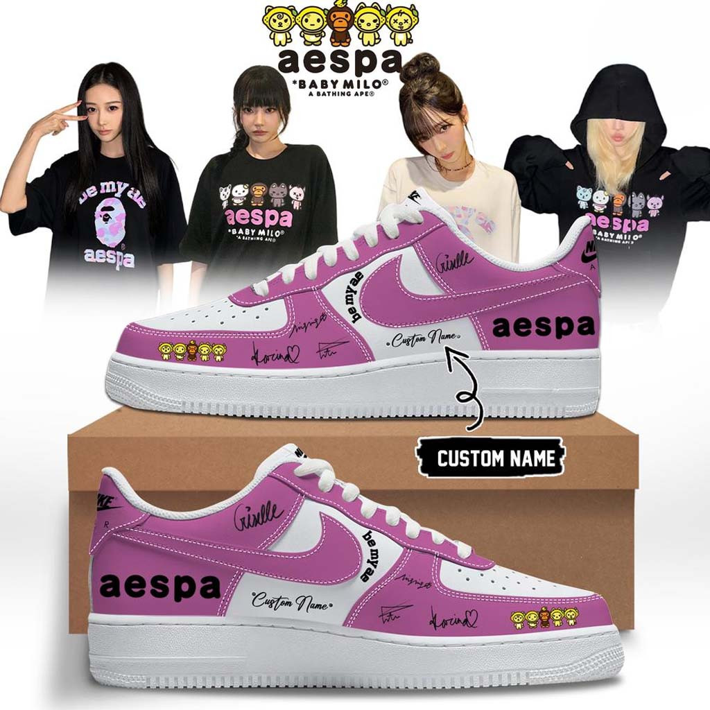 Personalized Aespa X BAPE Baby Milo Signature Sneakers Be MY Ae 2026 Aespa Merch Gift For Fans - Kdjoy