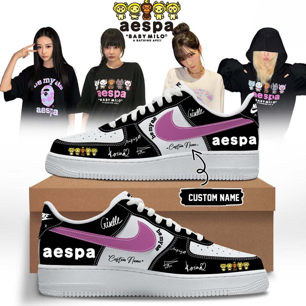 Personalized Aespa X BAPE Baby Milo Signature Sneakers Be MY Ae Shoes 2026 Aespa Merch - Kdjoy