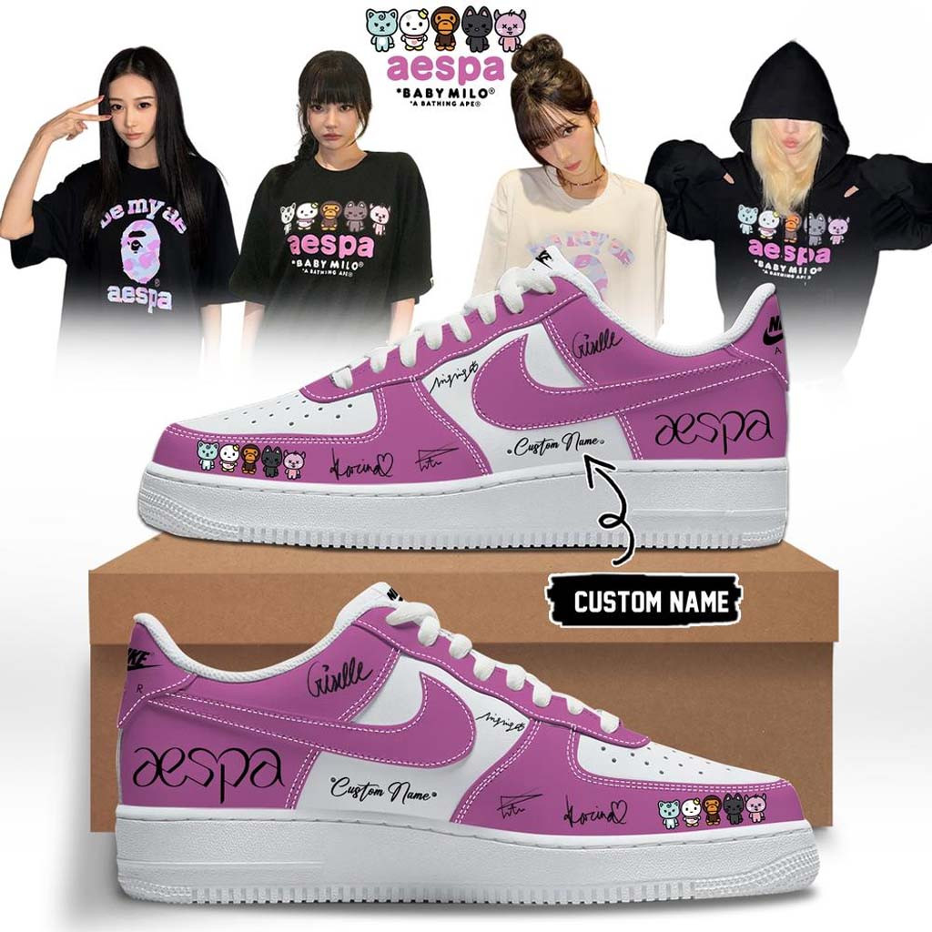 Personalized Aespa X BAPE Baby Milo Signed Sneakers Aespa Merch 2026 Best Gifts For MY - Kdjoy