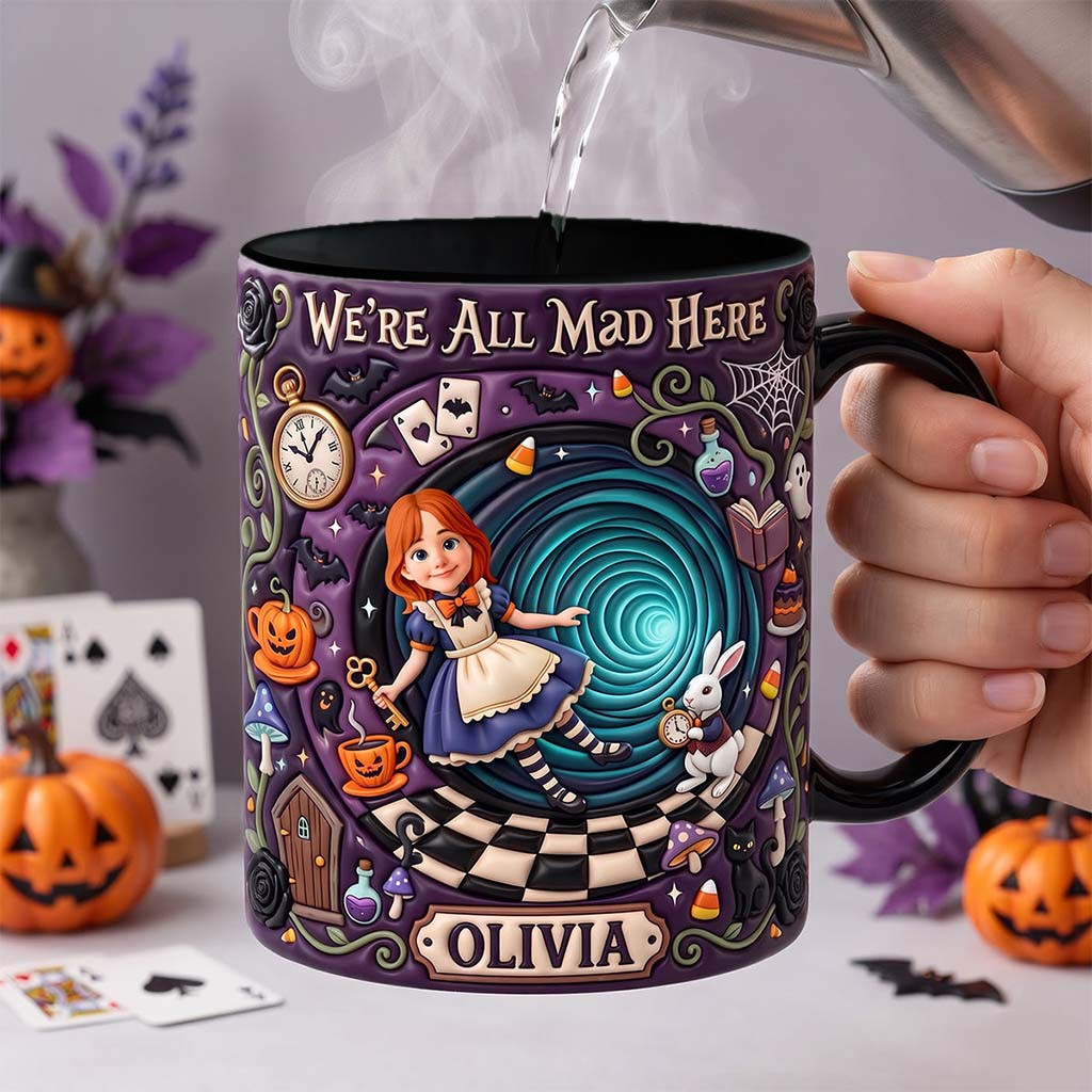 Personalized Alice in Wonderland We're All Mad Here Mug Whimsical Adventure Magic Mug BFF Gifts - Kdjoy Personalized Alice in Wonderland We're All Mad Here Mug Whimsical Adventure Magic Mug BFF Gifts - Kdjoy
