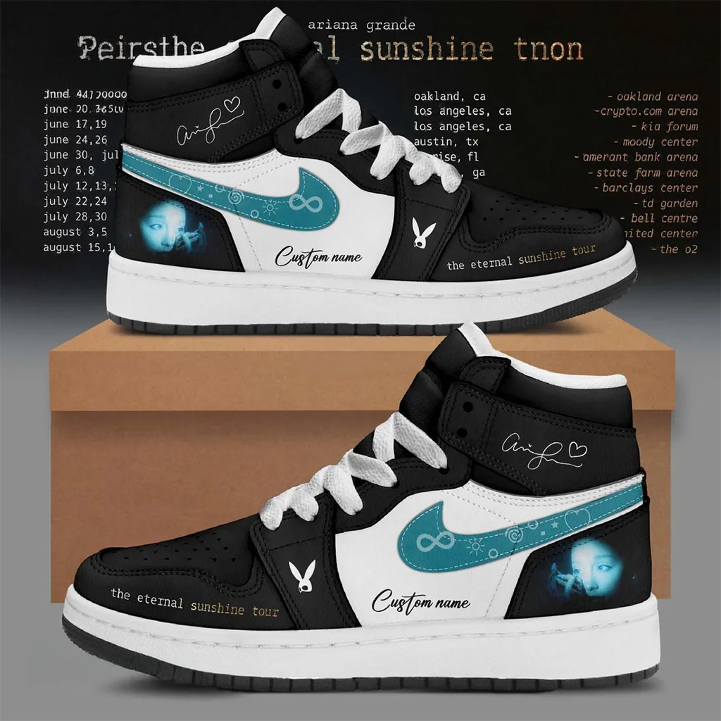 Personalized Ariana Grande Eternal Sunshine Tour Black Teal Shoes Sneakers Ariana Grande Merch - Kdjoy Personalized Ariana Grande Eternal Sunshine Tour Black Teal Shoes Sneakers Ariana Grande Merch - Kdjoy