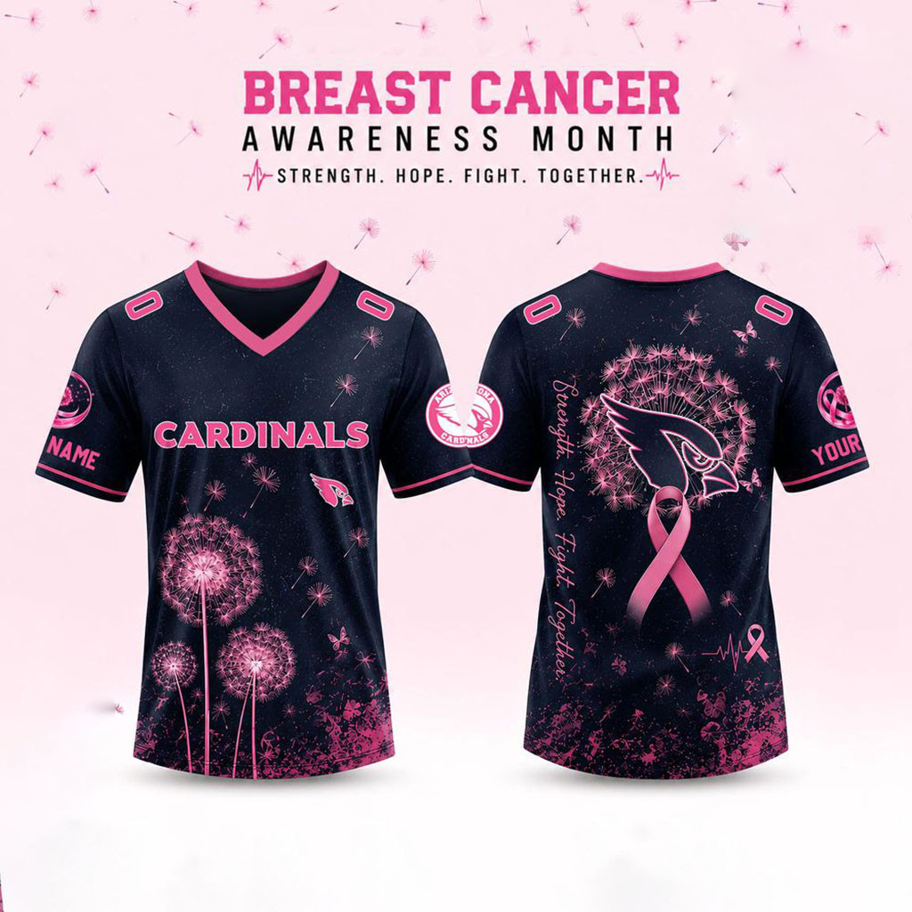 Personalized Arizona Cardinals Breast Cancer Awareness Dandelion Of Hope Jersey Cardinals Merch - Kdjoy