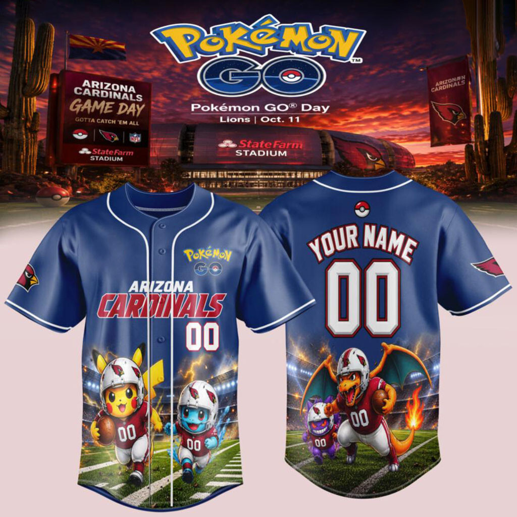 Personalized Arizona Cardinals X Pokemon GO Game Day Pikachu Baseball Jersey Cardinals Merch - Kdjoy Personalized Arizona Cardinals X Pokemon GO Game Day Pikachu Baseball Jersey Cardinals Merch - Kdjoy