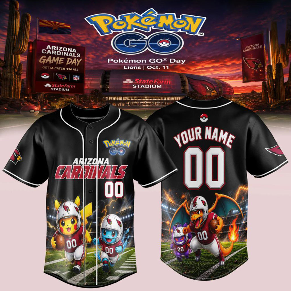 Personalized Arizona Cardinals X Pokemon GO Game Day Pikachu Baseball Jersey Fan Merch 2026 - Kdjoy