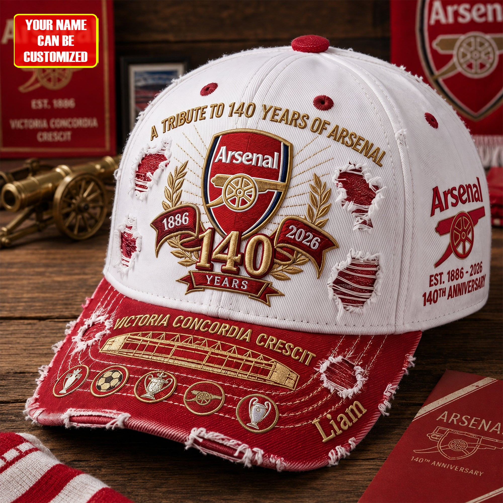 Personalized Arsenal FC Celebrate 140 Years Of Legend Hat Arsenal FC Merch Gift For Fans - Kdjoy Personalized Arsenal FC Celebrate 140 Years Of Legend Hat Arsenal FC Merch Gift For Fans - Kdjoy