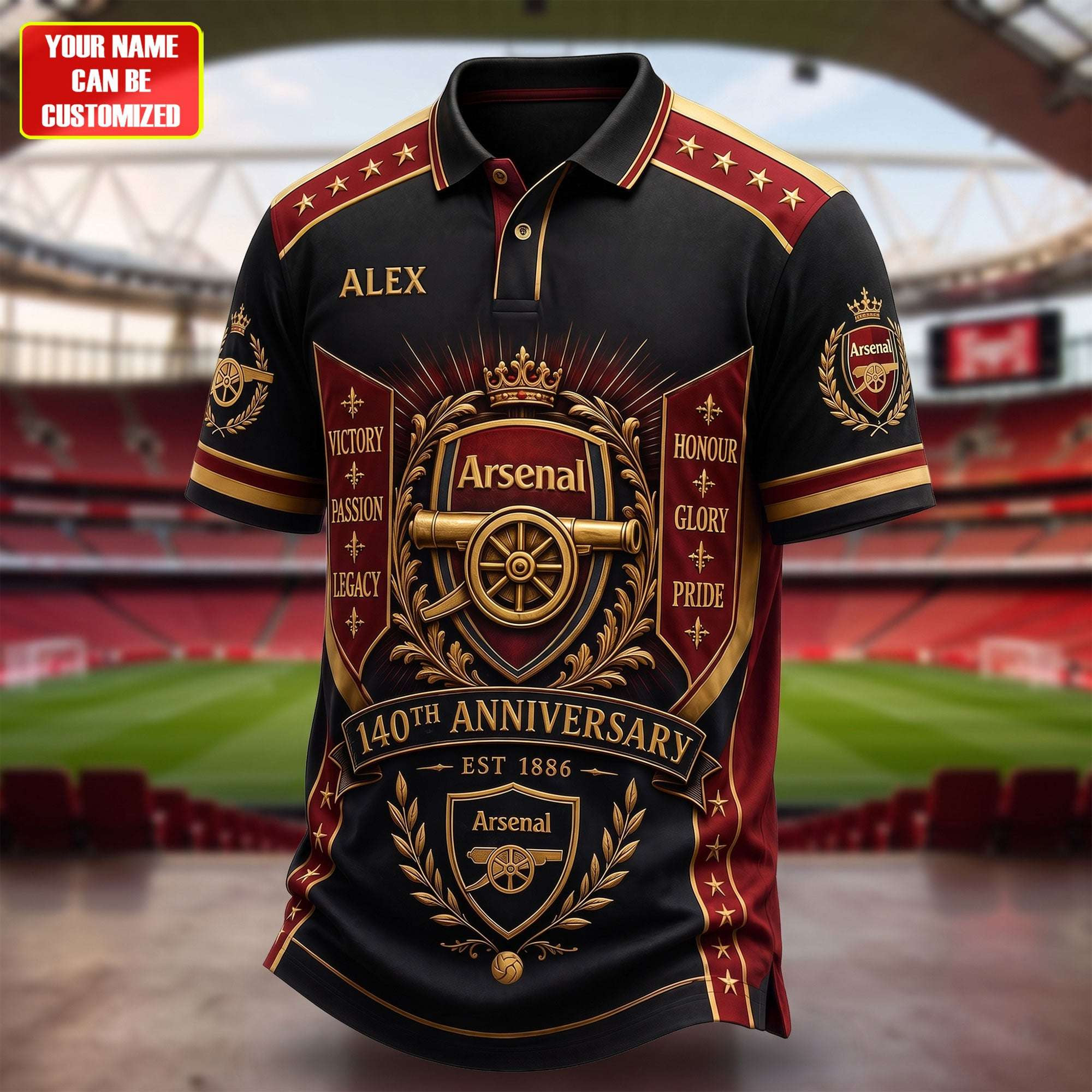 Personalized Arsenal FC Legacy 140th Anniversary Polo Shirt Honour Glory Pride Arsenal FC Merch - Kdjoy