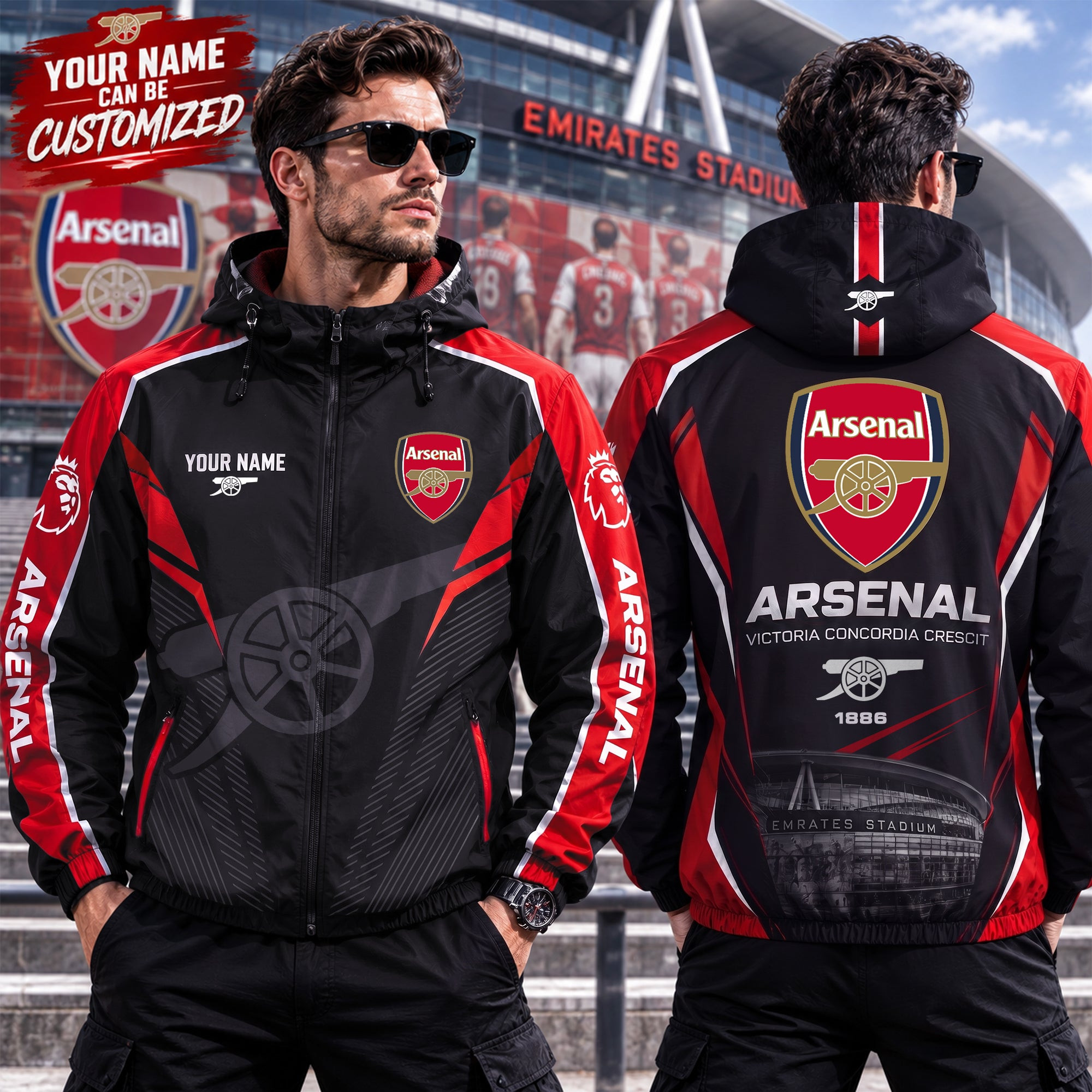 Personalized Arsenal FC Victoria 2026 Sport Windproof Jacket Arsenal FC Merch Gift For Husband - Kdjoy