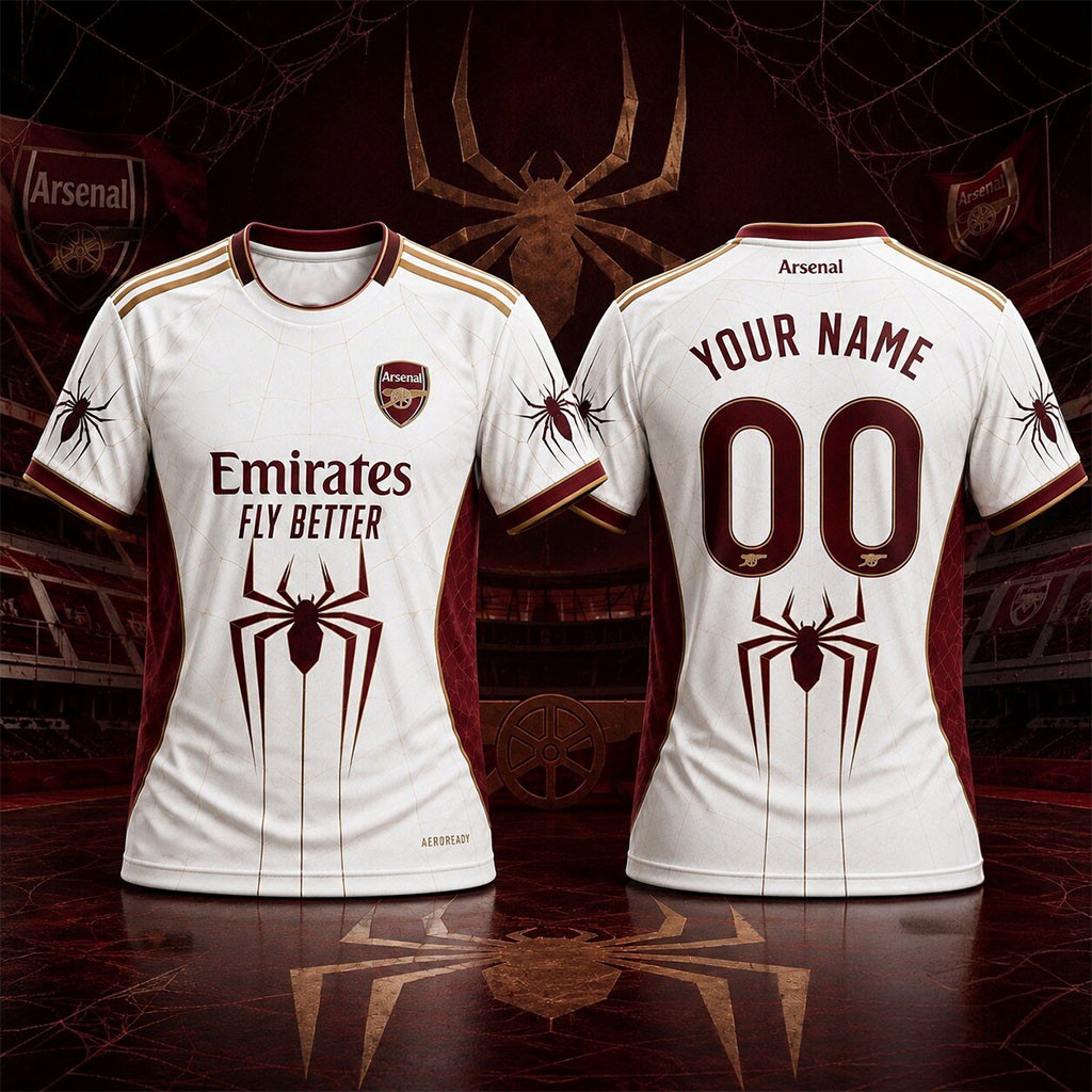 Personalized Arsenal X Spider Man Brand New Day 2026 Away Jersey Arsenal FC Merch Fan Gifts - Kdjoy
