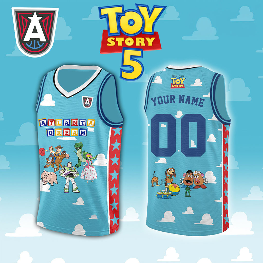 Personalized Atlanta Dream X Toy Story 5 Basketball Jersey Atlanta Dream Merch Fan Gifts - Kdjoy