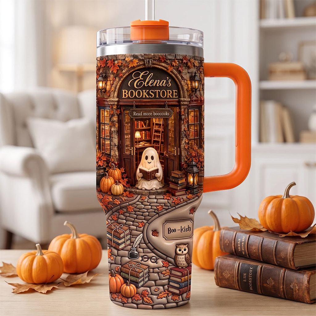 Personalized Autumn Boo Bookaholic Tumbler Halloween Merch Gifts For Book Lovers - Kdjoy Personalized Autumn Boo Bookaholic Tumbler Halloween Merch Gifts For Book Lovers - Kdjoy