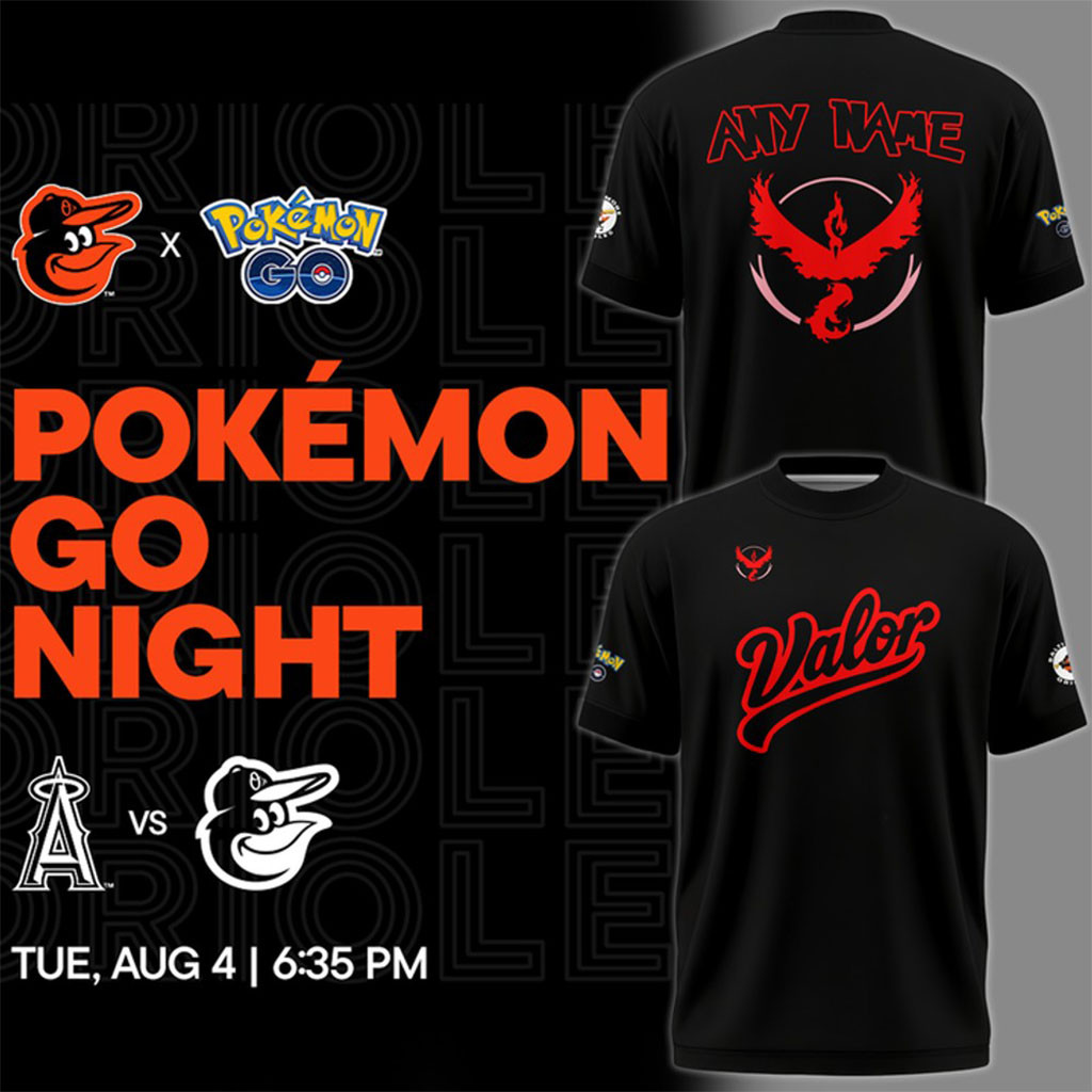 Personalized Baltimore Orioles X PokEmon GO Team Valor 2026 Special Shirt Orioles Merch Gifts - Kdjoy Personalized Baltimore Orioles X PokEmon GO Team Valor 2026 Special Shirt Orioles Merch Gifts - Kdjoy
