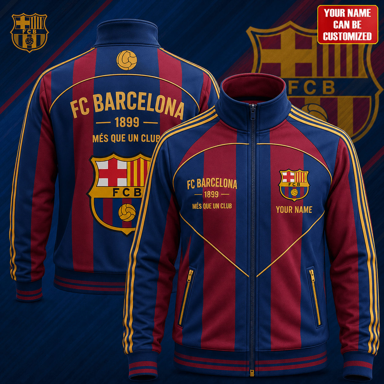 Personalized Barca FC 1899 Sport Stand Collar Jacket FC Barcelona Merch Gift For Football Fan - Kdjoy