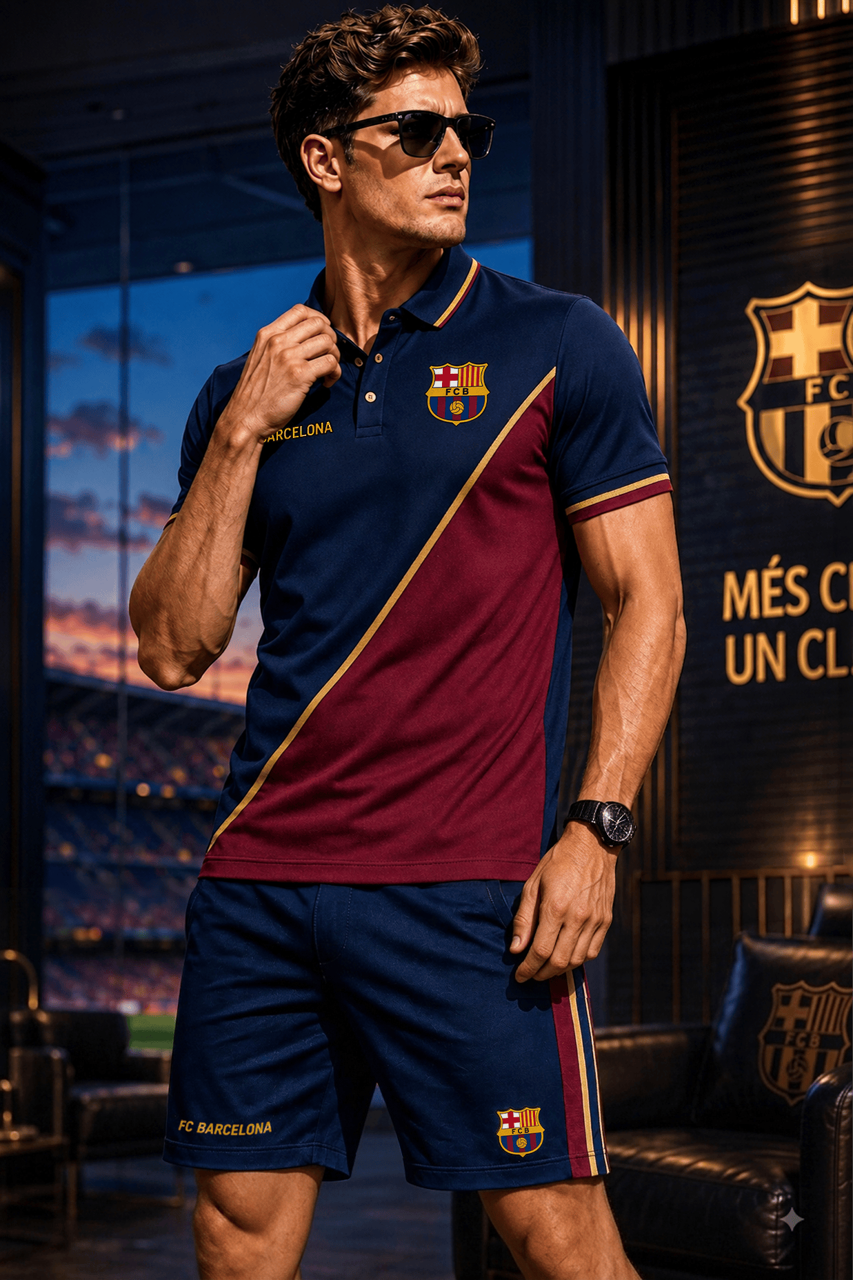 Personalized Barca FC Sport Polo Shirt And Shorts Set FC Barcelona Merch Brother Gifts - Kdjoy Personalized Barca FC Sport Polo Shirt And Shorts Set FC Barcelona Merch Brother Gifts - Kdjoy