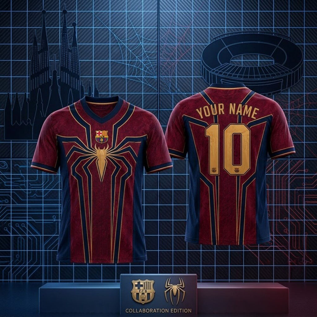 Personalized Barca X Spider Man Brand New Day Jersey Shirt 2026 Fan Merch Gifts For Brothers - Kdjoy