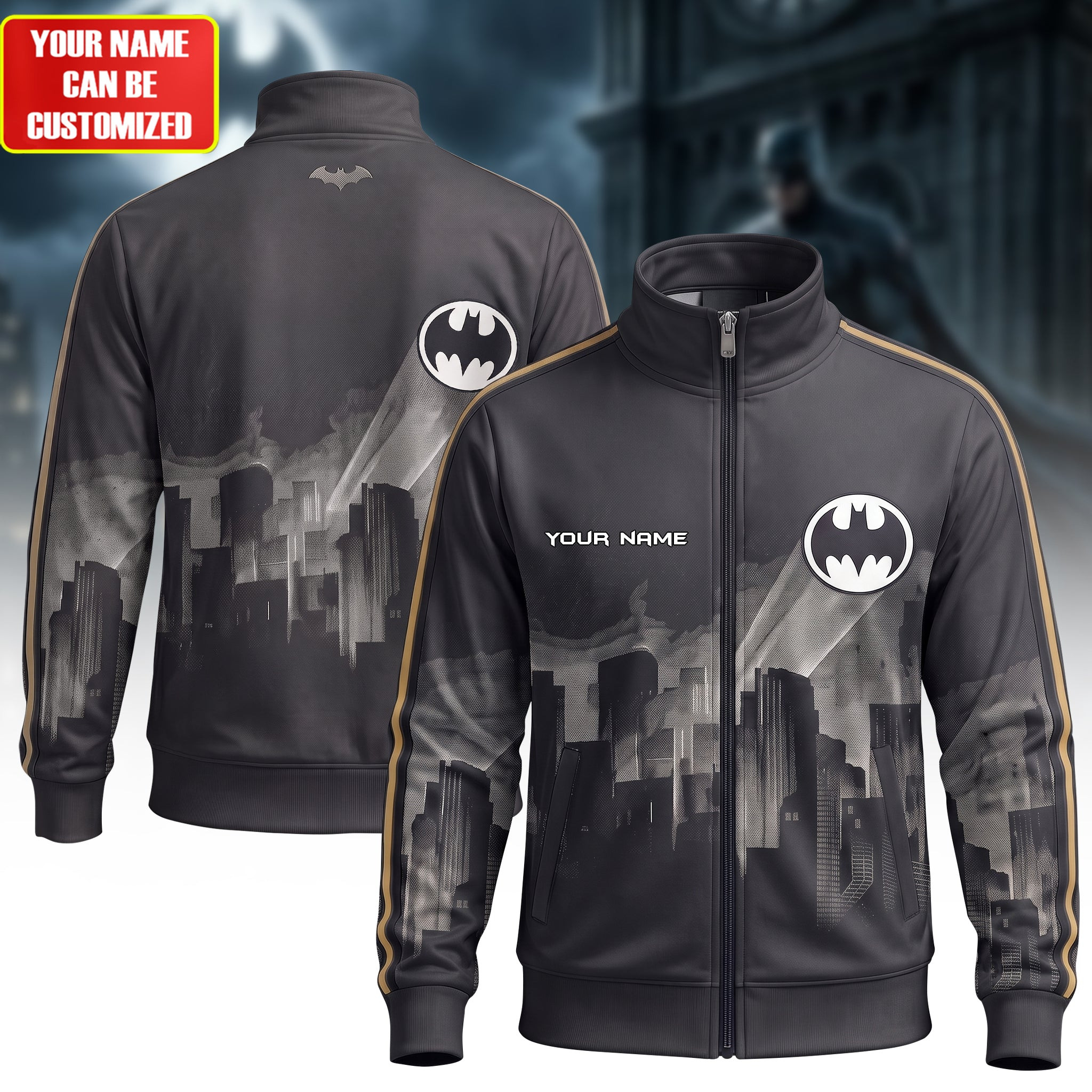 Personalized Batman Dark Knight Zipper Stand Collar Jacket Batman Merch Gifts For My Husband - Kdjoy Personalized Batman Dark Knight Zipper Stand Collar Jacket Batman Merch Gifts For My Husband - Kdjoy