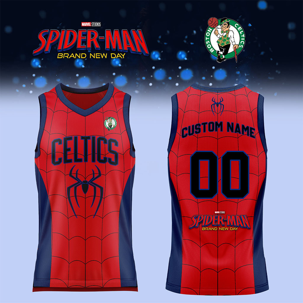 Personalized Boston Celtics X Spider-Man Brand New Day 2026 Jersey Boston Celtics Merch Gifts - Kdjoy