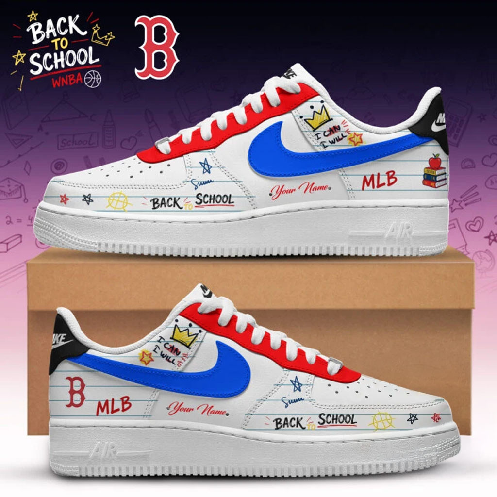 Personalized Boston Red Sox X Back To School Shoes Sneakers Red Sox Merch Gift For Son - Kdjoy Personalized Boston Red Sox X Back To School Shoes Sneakers Red Sox Merch Gift For Son - Kdjoy