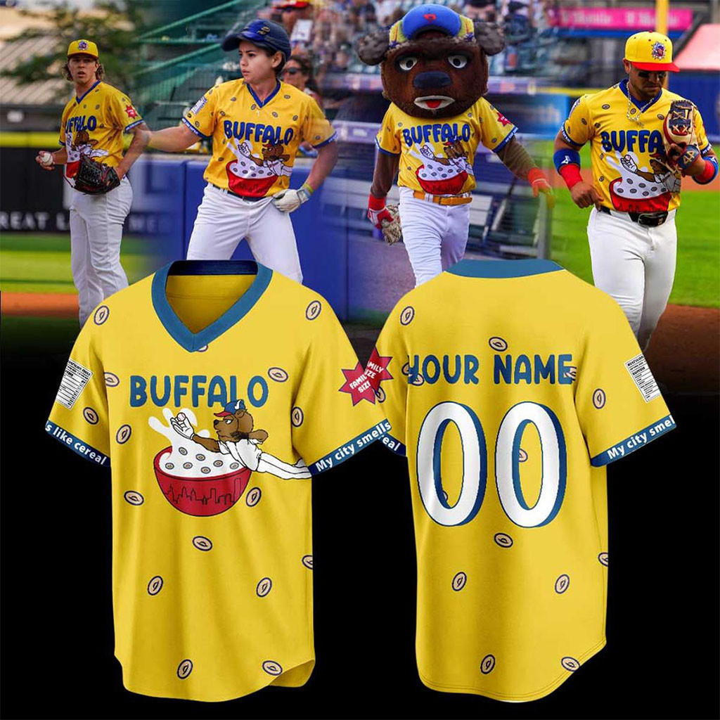 Personalized Buffalo Bisons Cereal Sub Blank Baseball Jersey Buffalo Bisons Merch Fan Gifts - Kdjoy