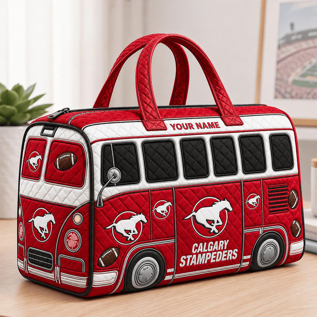 Personalized Calgary Stampeders CFL New Quilted Duffel Bag Calgary Stampeders Merch Fan Gifts - Kdjoy