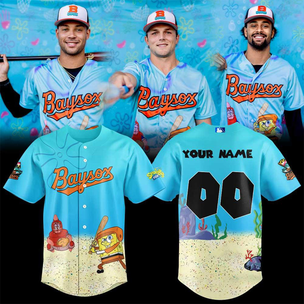 Personalized Chesapeake Baysox SpongeBob Splash Day Baseball Jersey Baysox Merch Gift For Fans - Kdjoy