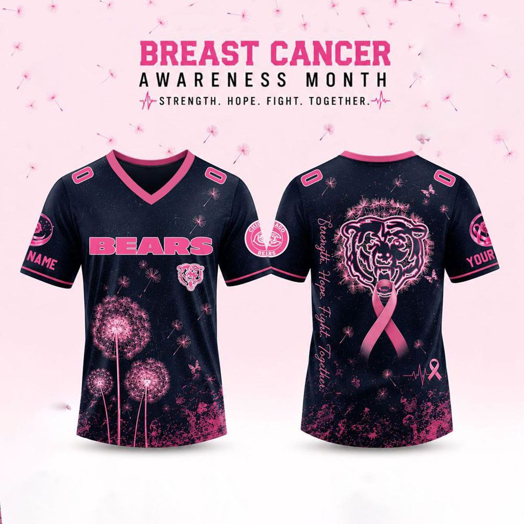 Personalized Chicago Bears Breast Cancer Awareness Dandelion Of Hope Jersey Bears Merch - Kdjoy