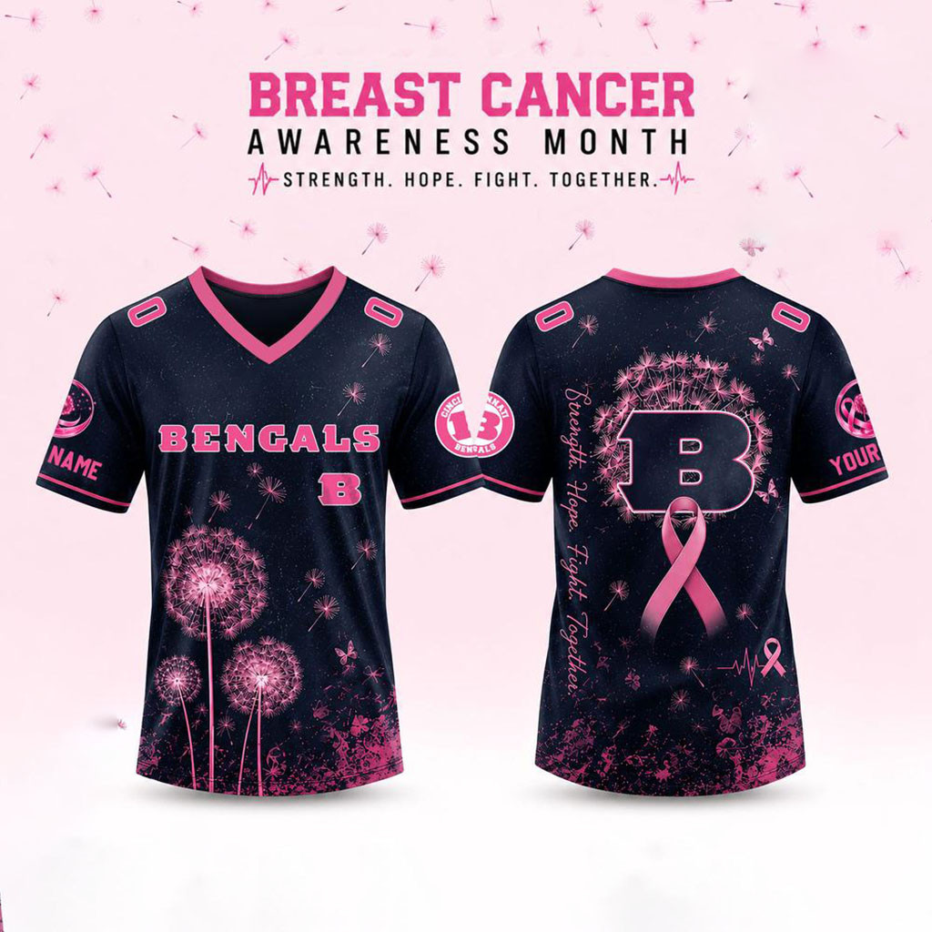 Personalized Cincinnati Bengals Breast Cancer Awareness Dandelion Of Hope Jersey Bengals Merch - Kdjoy