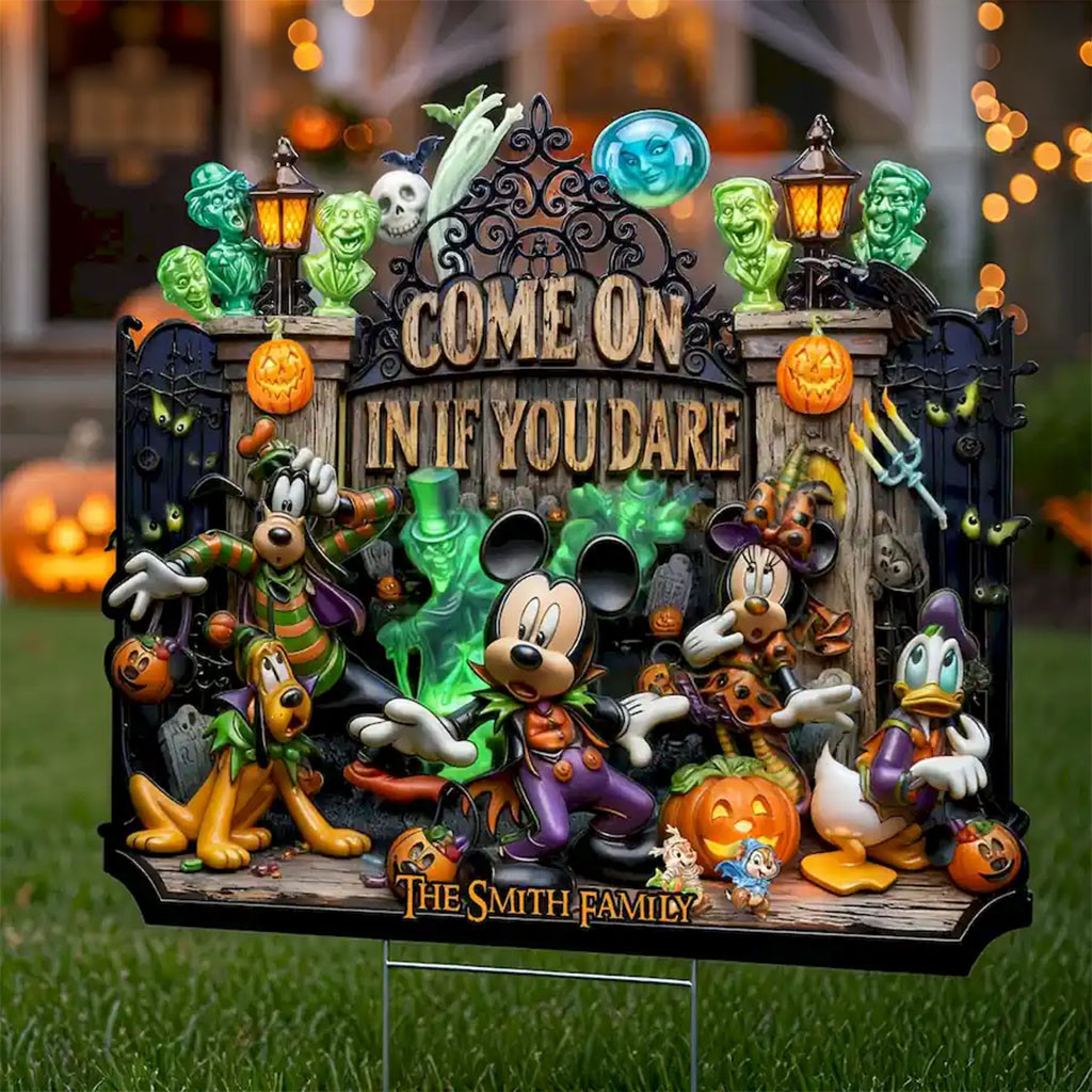 Personalized D Mickey And Friends Halloween Yard Sign Come On In If You Dare Garden Decor - Kdjoy