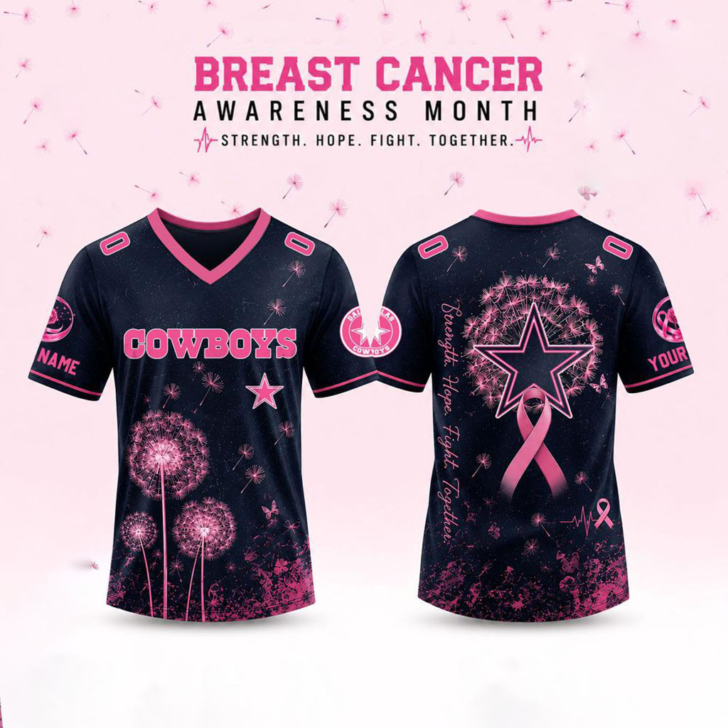 Personalized Dallas Cowboys Breast Cancer Awareness Dandelion Of Hope Jersey Cowboys Merch - Kdjoy