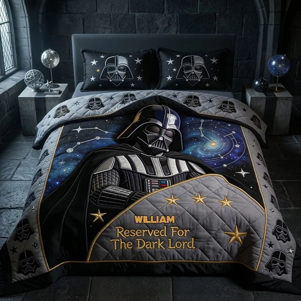 Personalized Darth Vader Reserved For The Dark Lord Galaxy Quilted Bedding Set Star Wars Merch - Kdjoy