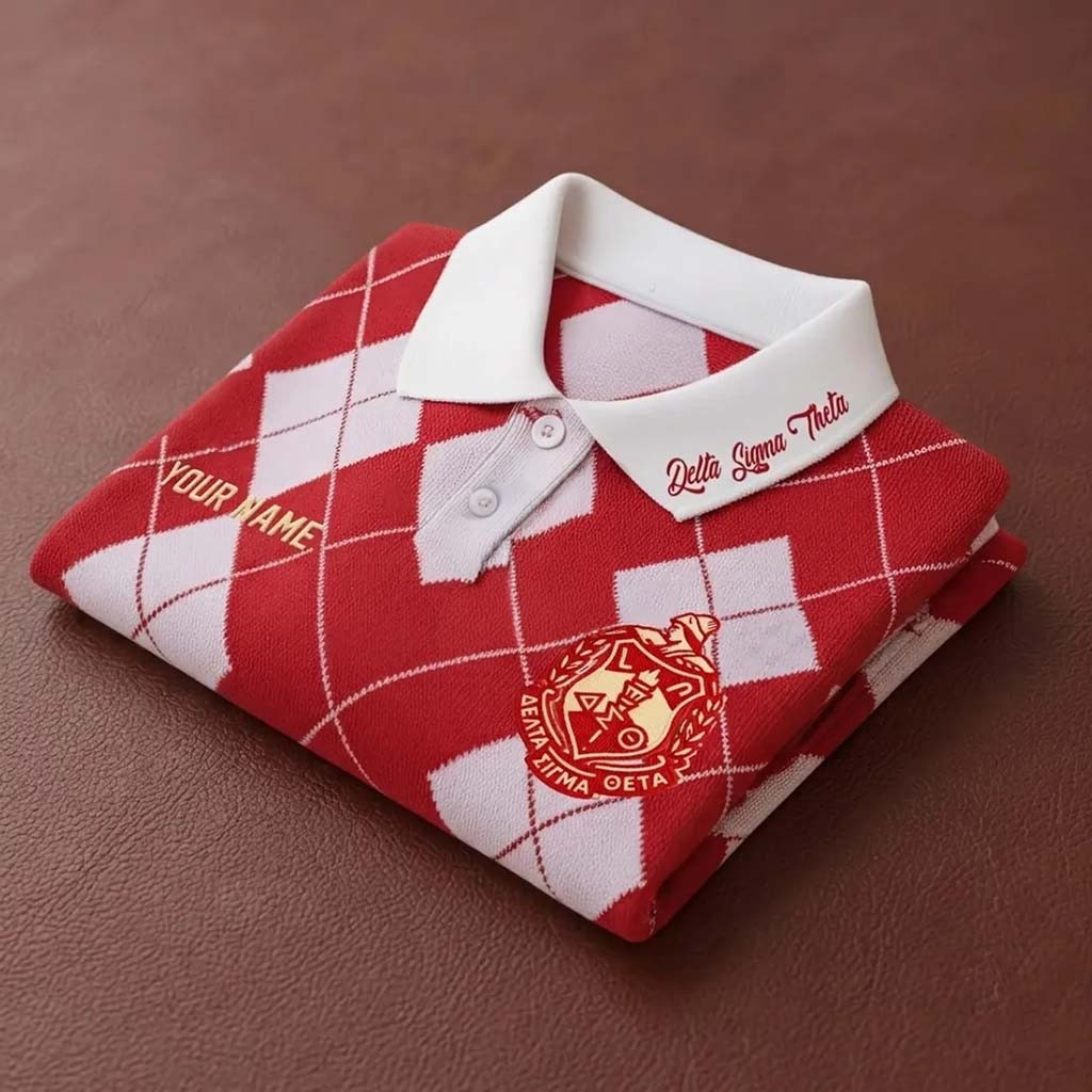 Personalized Delta Sigma Theta Argyle Polo Shirt DST Merch Present For Sisters - Kdjoy Personalized Delta Sigma Theta Argyle Polo Shirt DST Merch Present For Sisters - Kdjoy