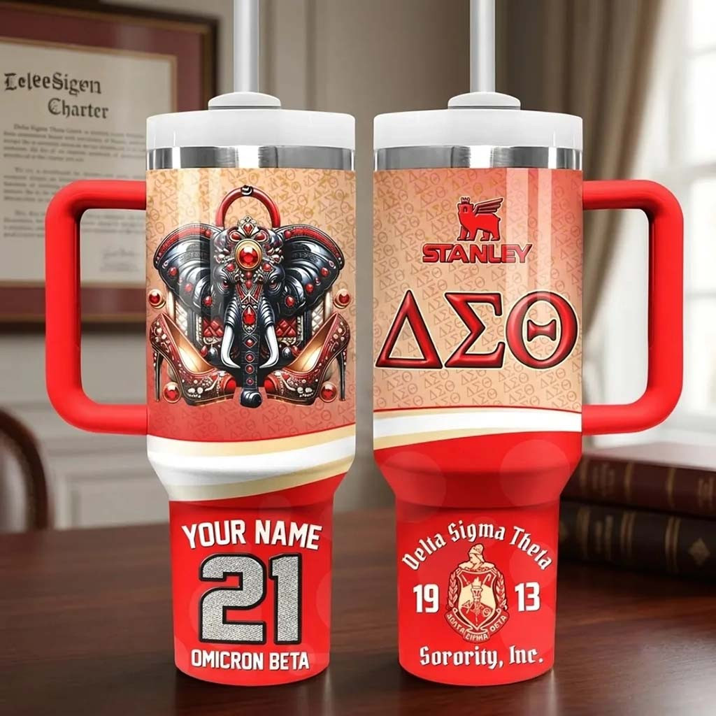 Personalized Delta Sigma Theta Tumbler Elephant Design Travel Cup DST Sorority Merch Her Gifts - Kdjoy