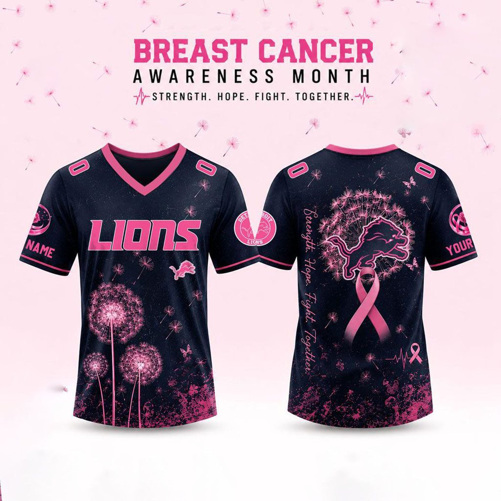Personalized Detroit Lions Breast Cancer Awareness Dandelion Of Hope Jersey Lions Merch - Kdjoy
