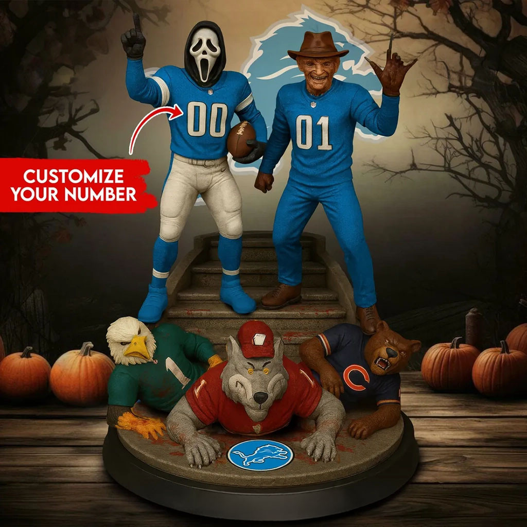 Personalized Detroit Lions Horror Character Acrylic Plaque Detroit Lions Merch Halloween Gifts - Kdjoy