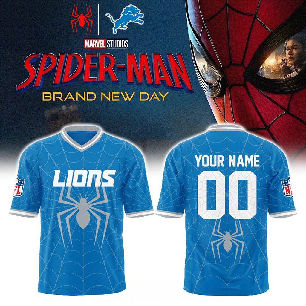 Personalized Detroit Lions Spider Man 2026 Brand New Day Football Jersey Fan Merch Him Gifts - Kdjoy